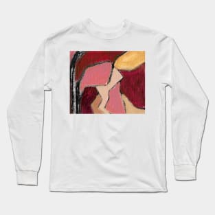 Rose Beige Wine Red Abstract Art Long Sleeve T-Shirt